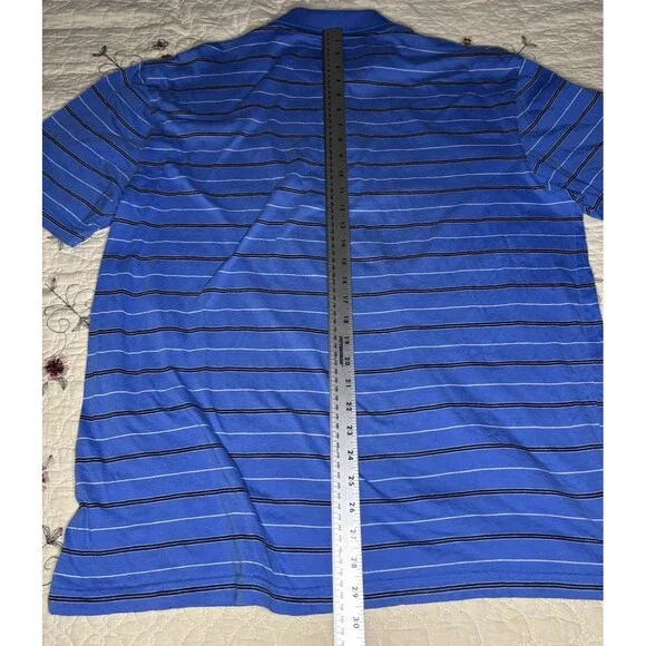 Greg Norman Collection Men’s Large Blue Striped Cotton Golf Polo Shirt - Picture 6 of 6